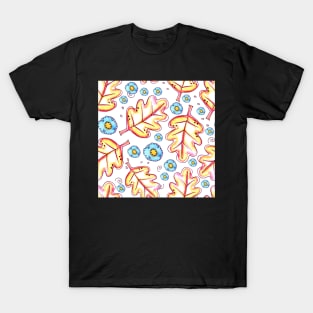 leaf pattern. romantic. With flowers. T-Shirt